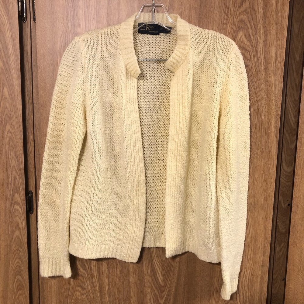 Vintage 1960s Pastel Yellow Knit Cardigan